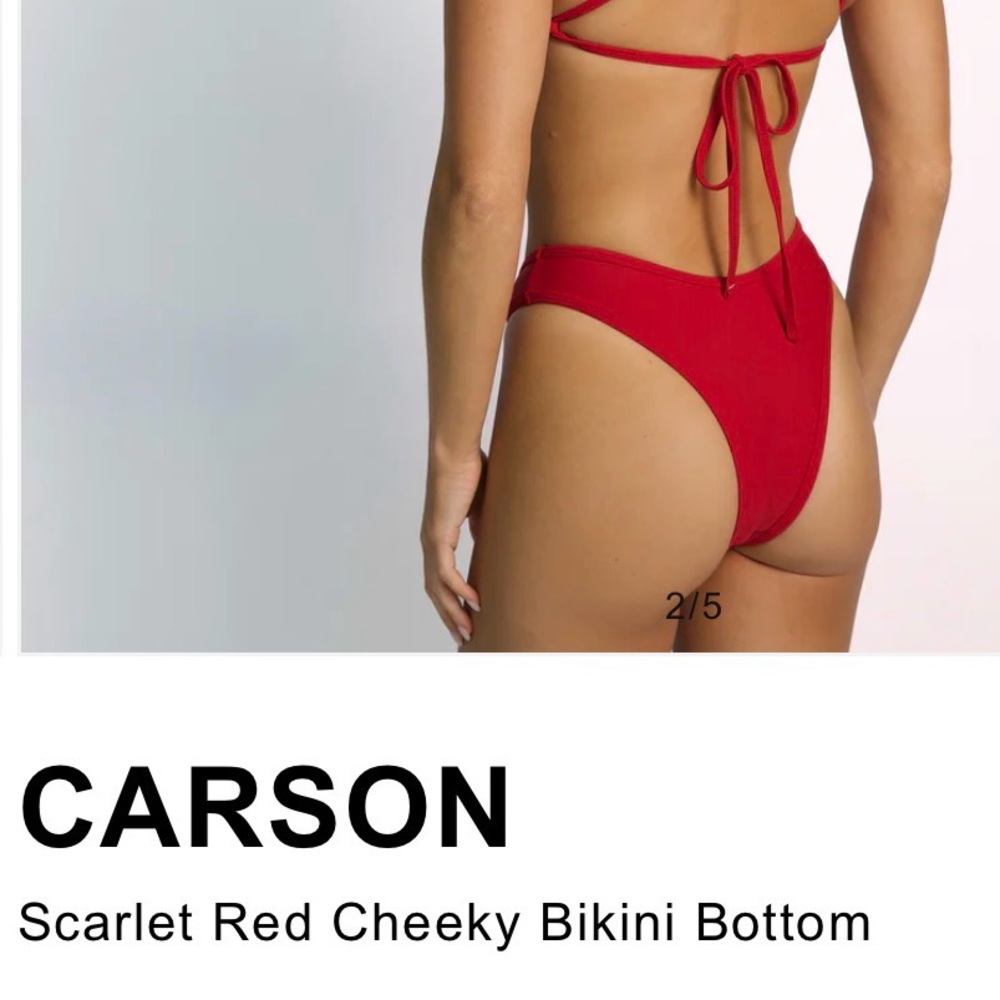 BRAND NEW 93 Play Street | Carson Scarlet Red Cheeky Bikini Bottom - Picture 2 of 8